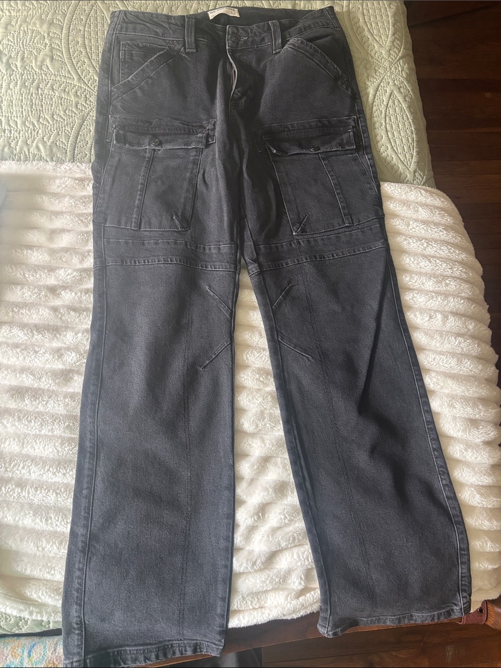 Free People Black Cargo Utility Jeans